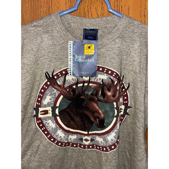 Vintage Harborside Graphics moose graphic double-sided image t-shirt NWT Medium - Picture 2 of 9